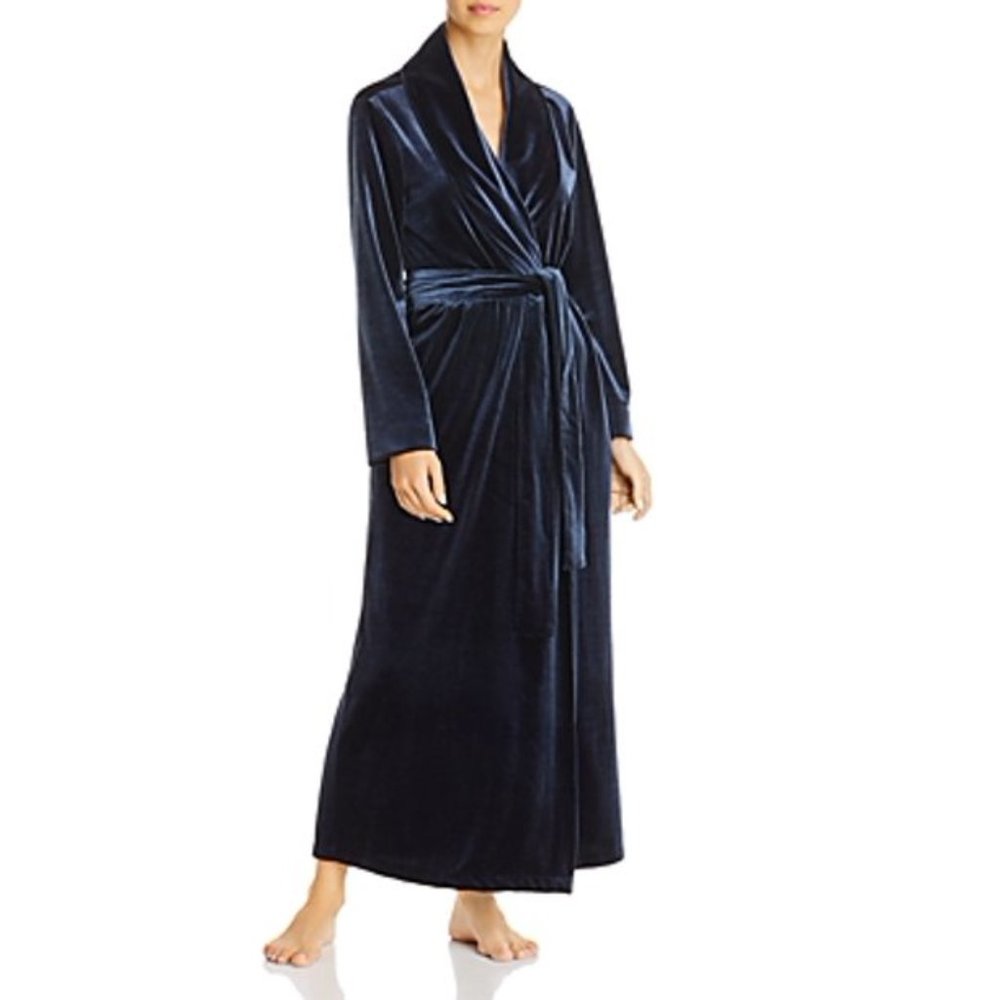 Natori Long Velvet Wrap Robe from Bloomingdale's, Navy Blue, Small